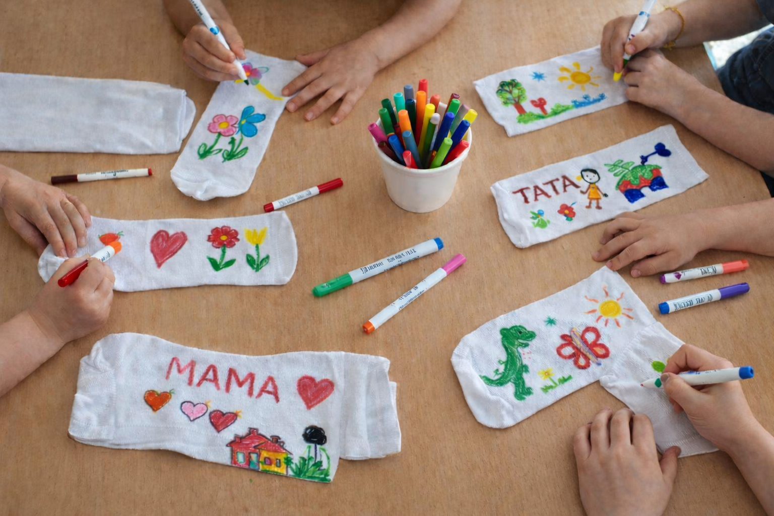 warsztaty dla dzieci Łódź projektowanie i dekorowanie skarpetek